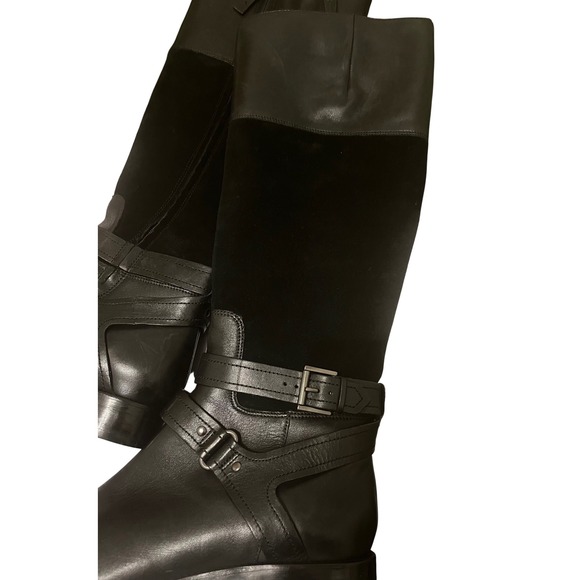 Joan & David Black Leather Knee-High Riding Boots 8.5M Buckle - Picture 3 of 8